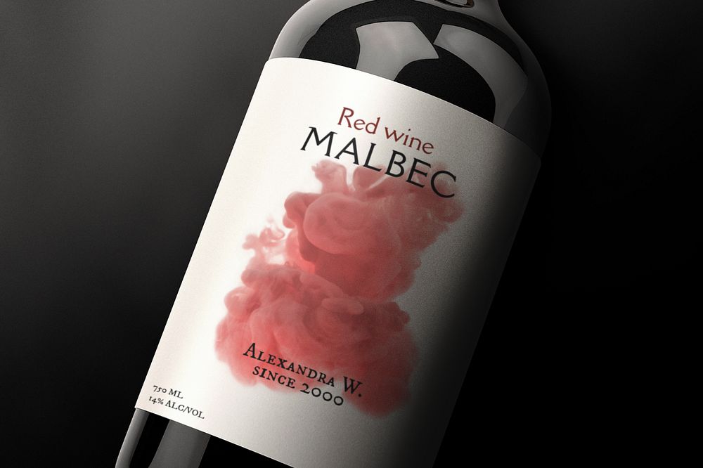 Editable wine bottle label mockup design