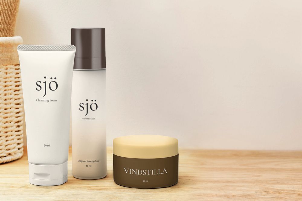 Skincare product packaging mockup, editable bottle design