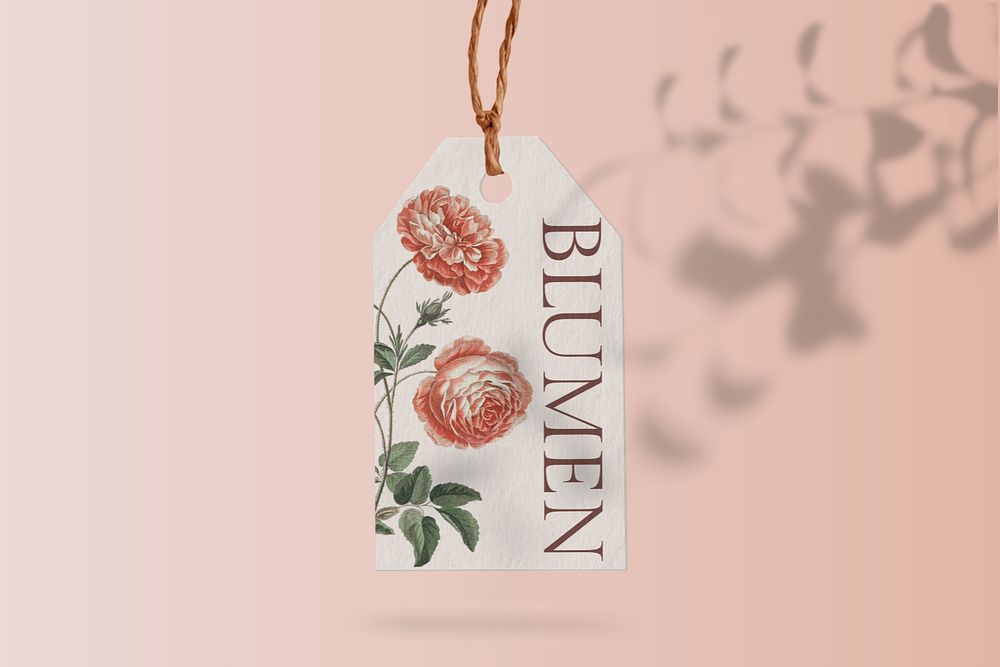 Editable label mockup, floral design