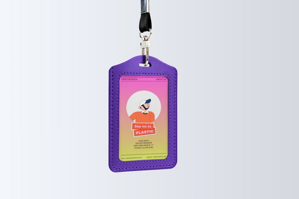 Employee ID card mockup, corporate branding, editable design