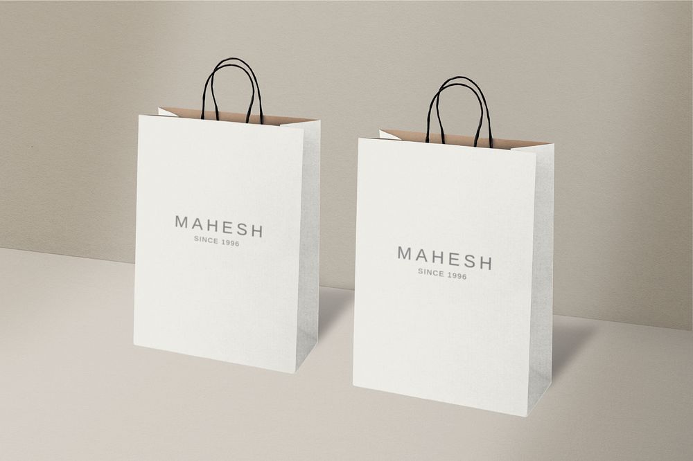 Paper shopping bag mockups, editable design