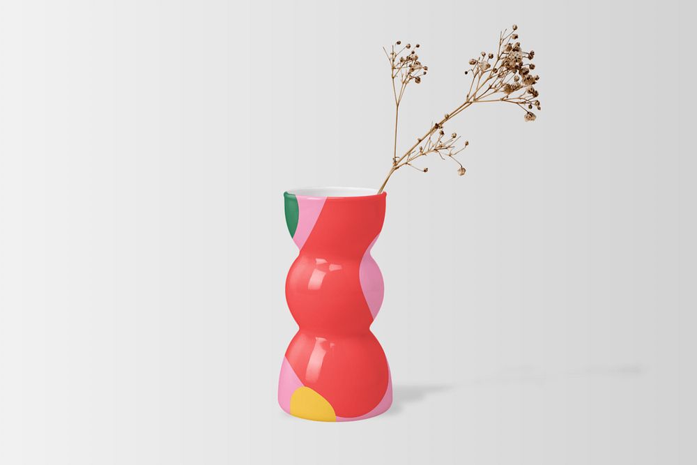 Flower vase mockup, abstract, editable design