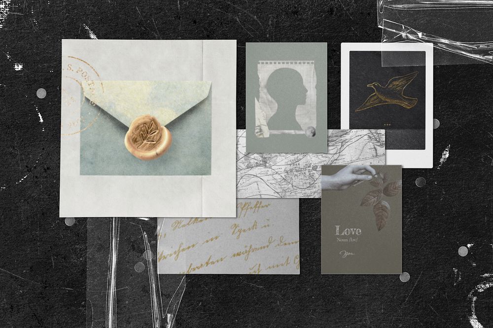 Aesthetic mood board mockup, editable flat lay design