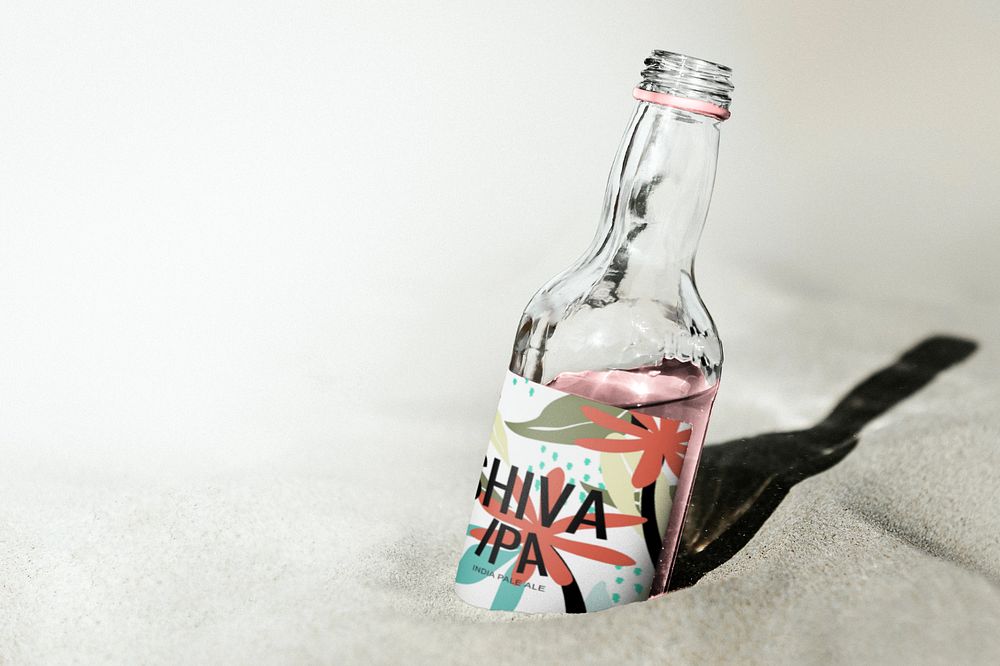 Glass bottle mockup, product packaging, editable design