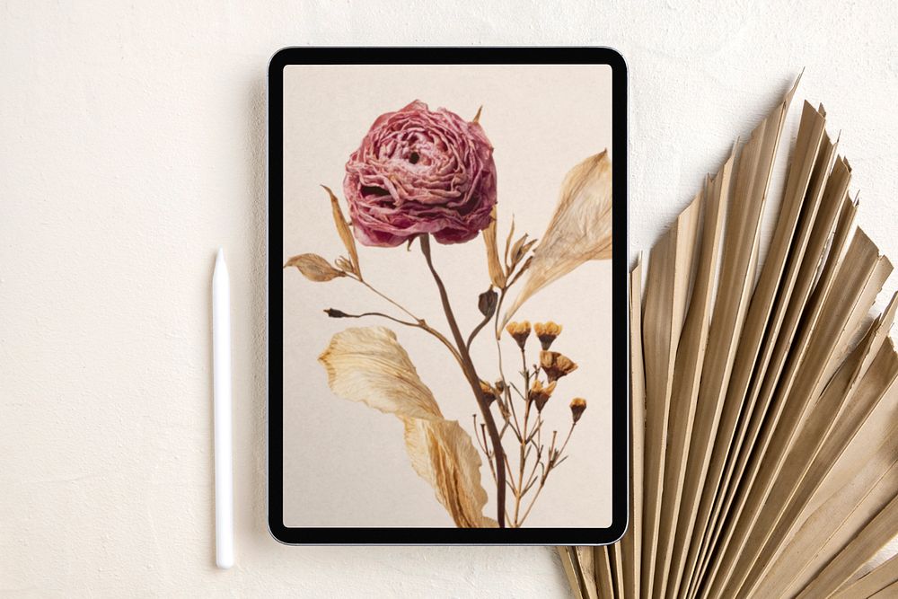 Tablet screen mockup, aesthetic digital device showcase, editable design