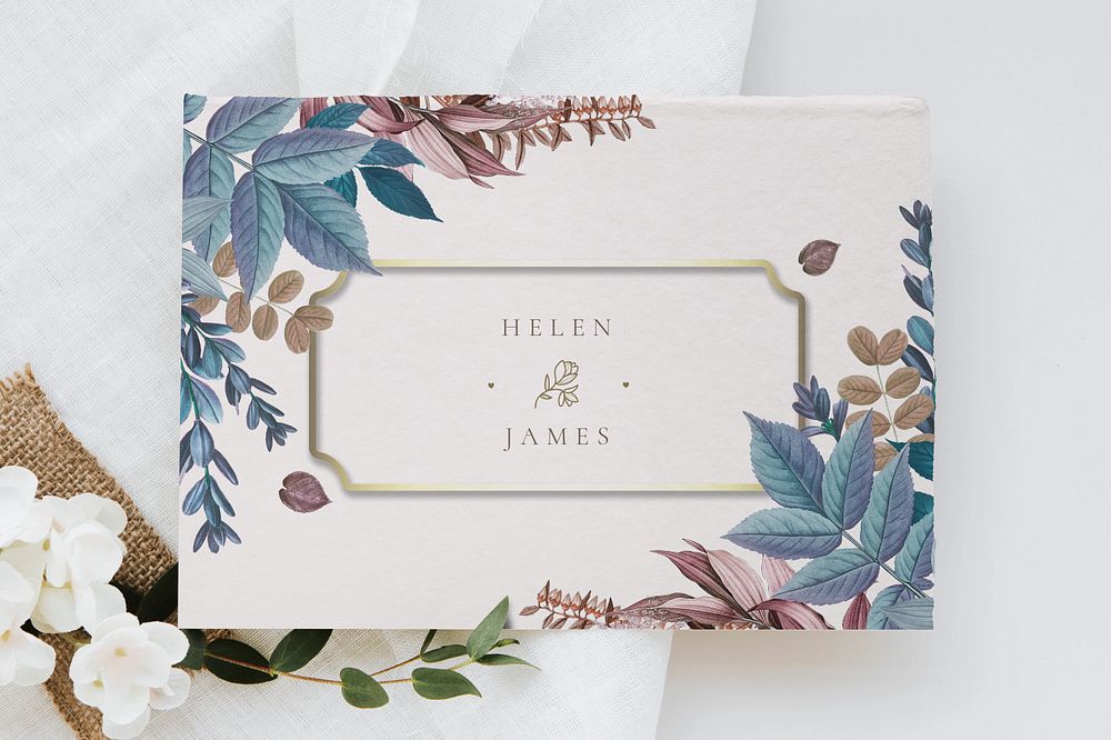 Wedding invitation card editable mockup, floral design