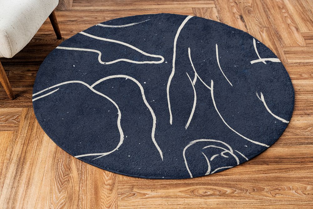 Round rug mockup, carpet home decor