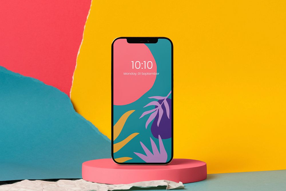 Phone mockup on platform, product backdrop