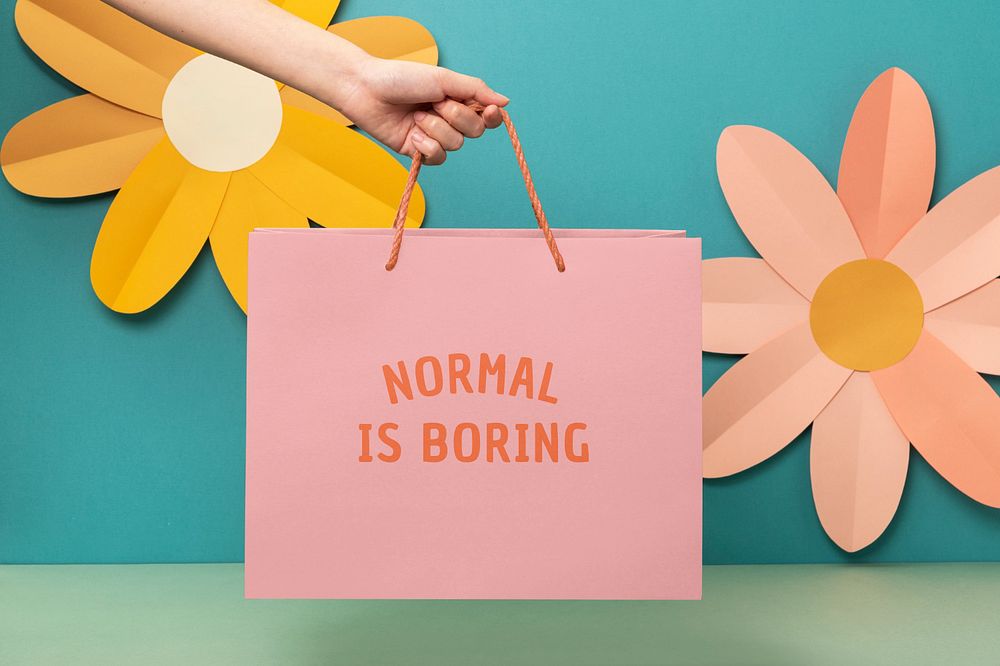 Paper bag mockup, editable text