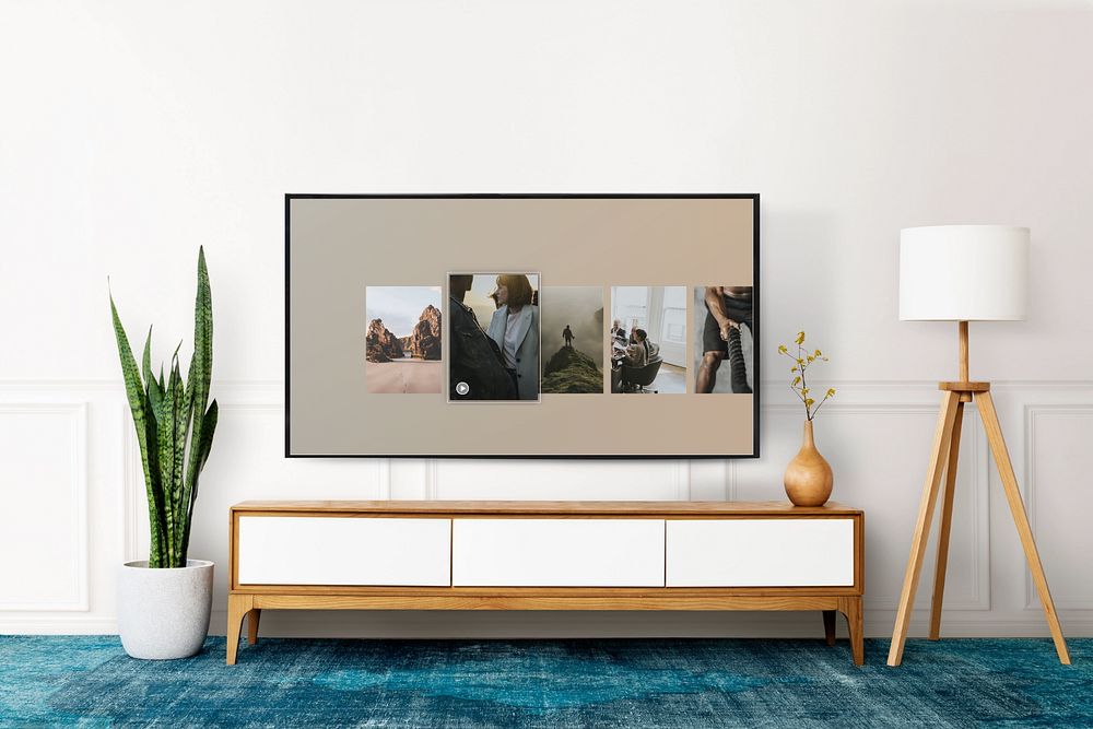 Editable TV mockup, living room interior design