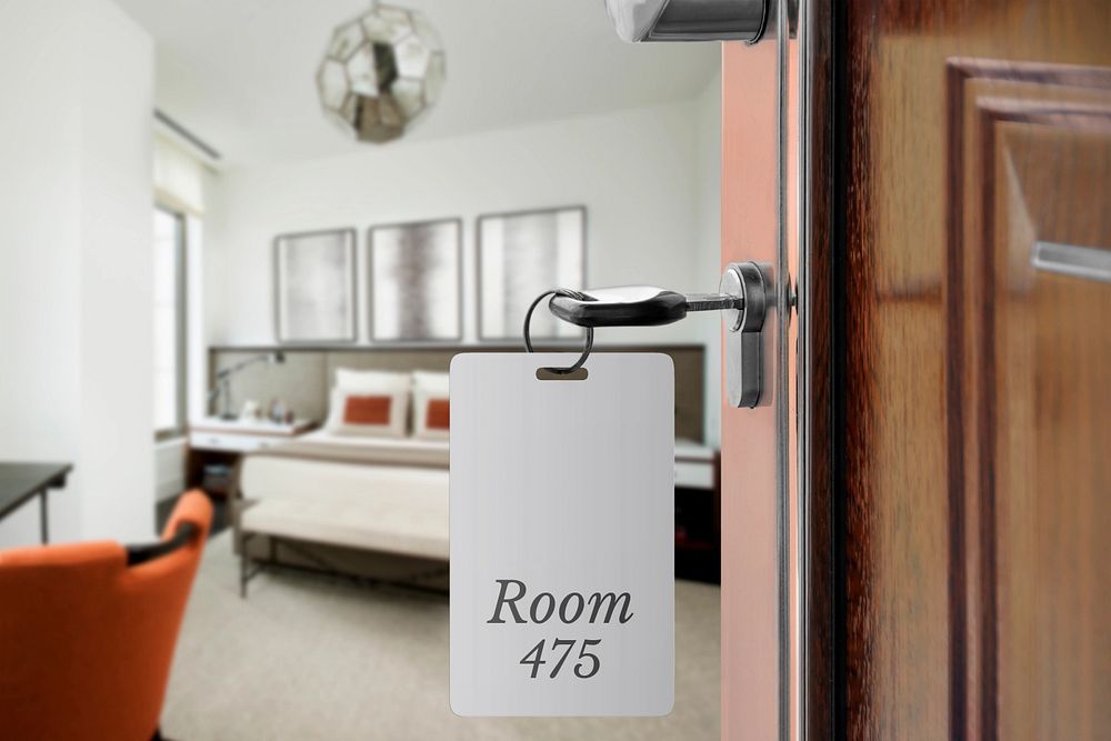 Hotel room key tag, editable design