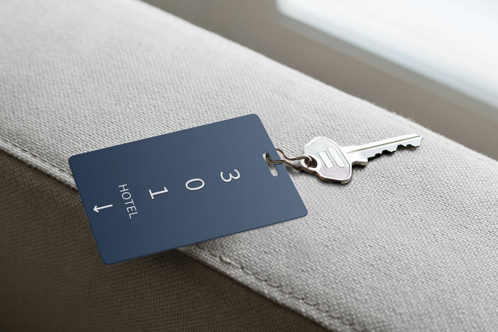 Hotel room key tag, editable design