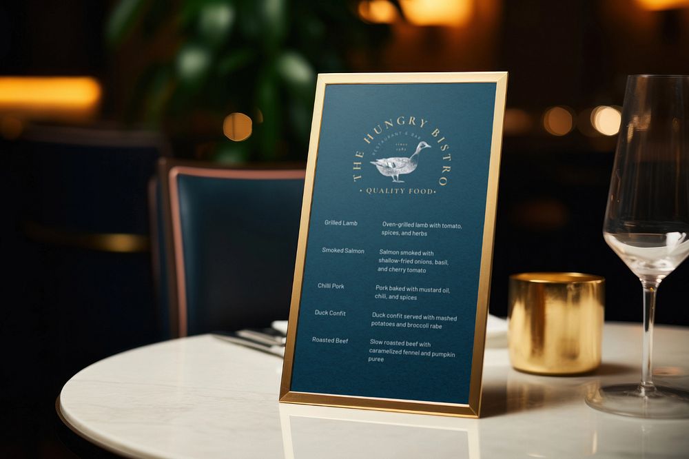 Menu sign  editable mockup, restaurant branding 