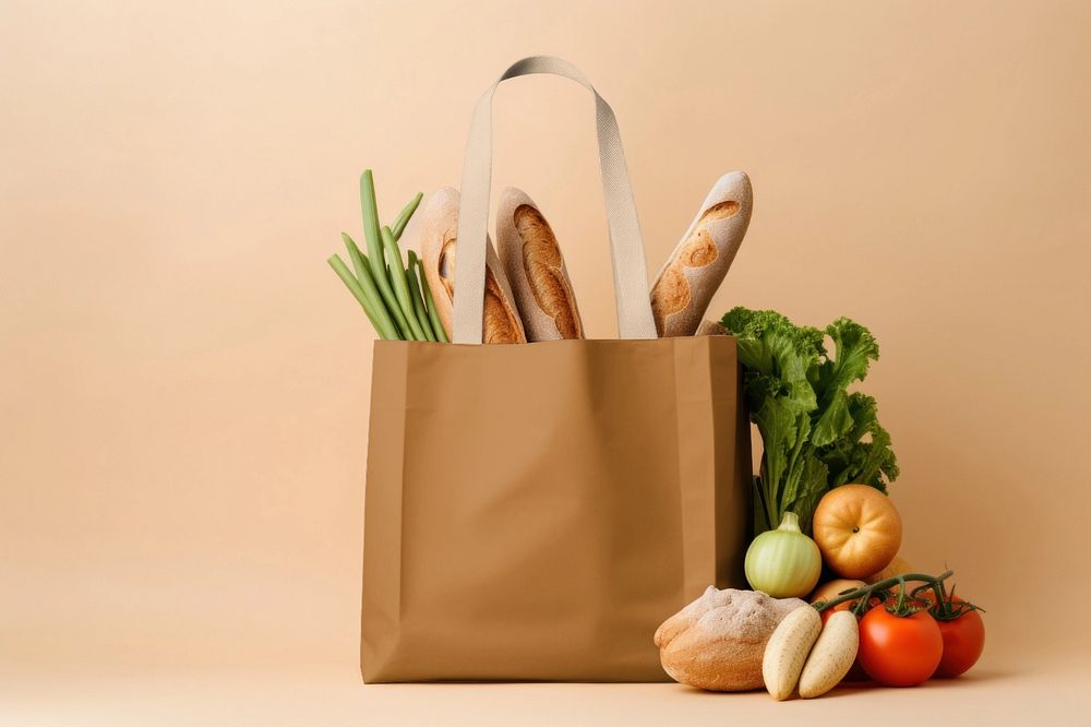 Grocery shopping bag  editable mockup 