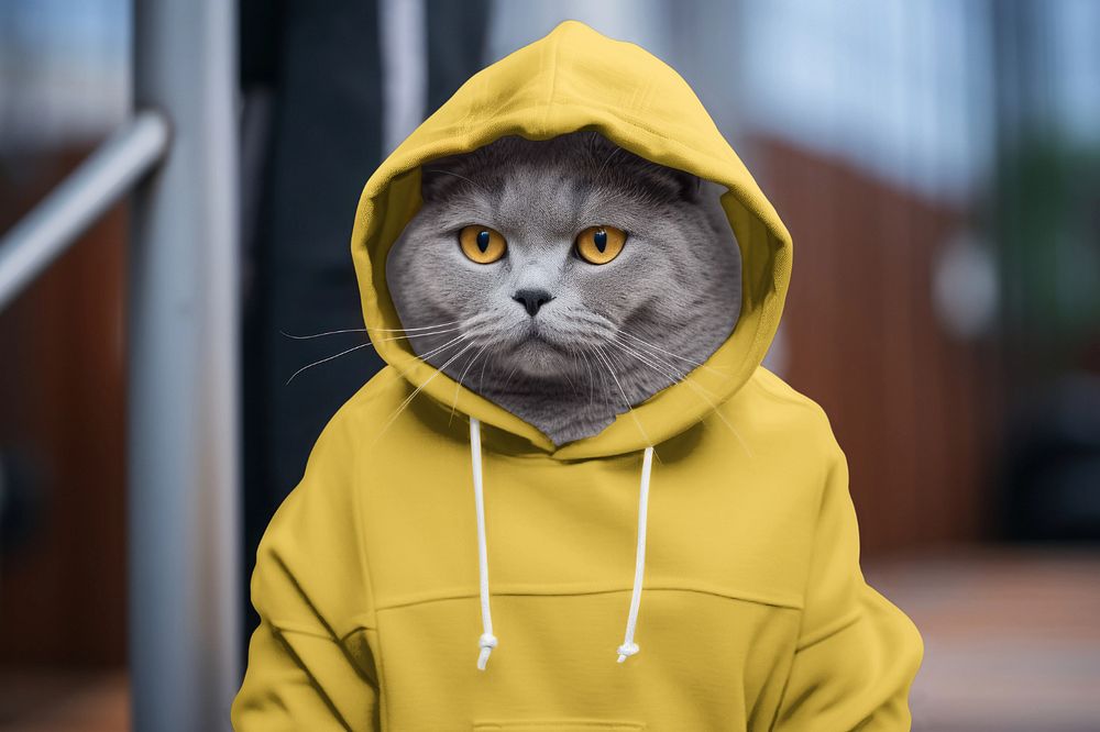 Cat hoodie  editable mockup, pet outfit 