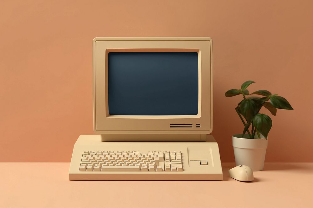 Retro computer screen  editable mockup 