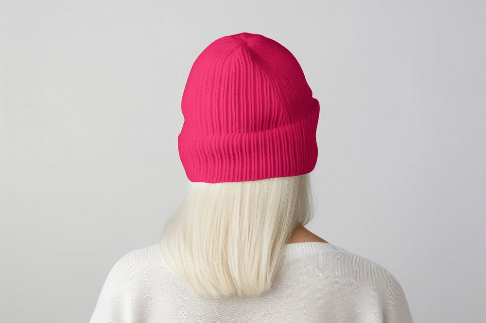 Winter beanie  editable mockup, headwear accessory 