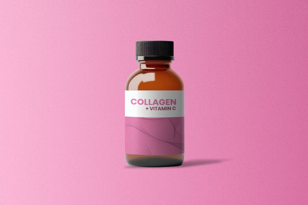 Supplement bottle label  editable mockup, product branding 