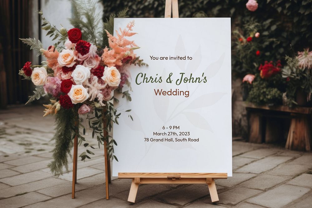 Easel wedding sign  editable mockup 