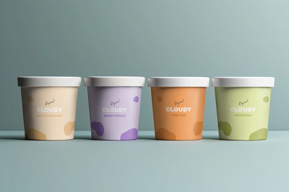 Editable ice cream packaging mockup design