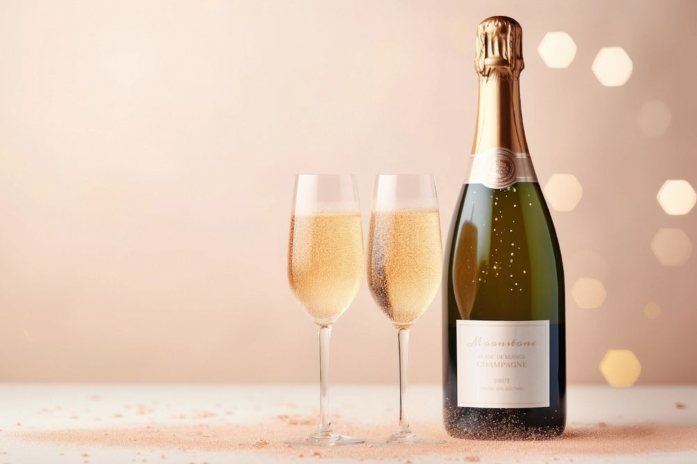 Editable champagne label packaging mockup design