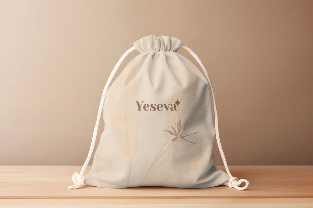 Editable pull string bag mockup design