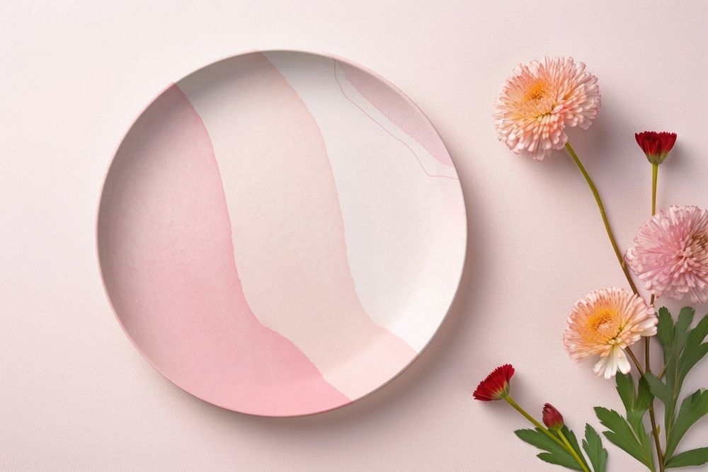 Editable pink plate interior mockup design