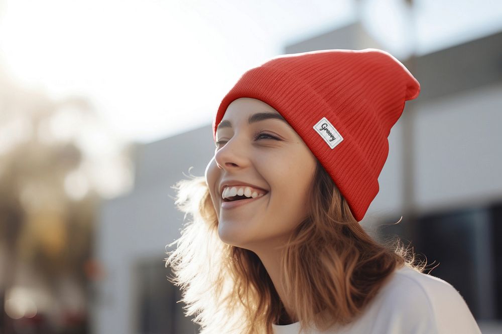 Editable street beanie mockup clothing fashion design