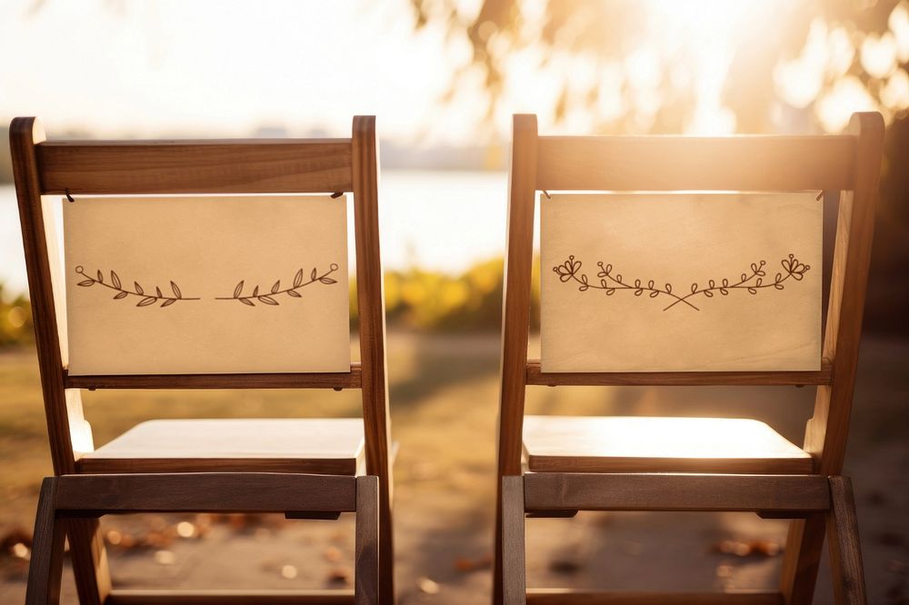 Editable wedding chair sign mockup design