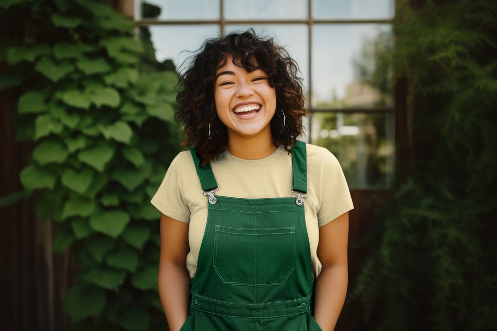 Editable women's overalls mockup fashion design