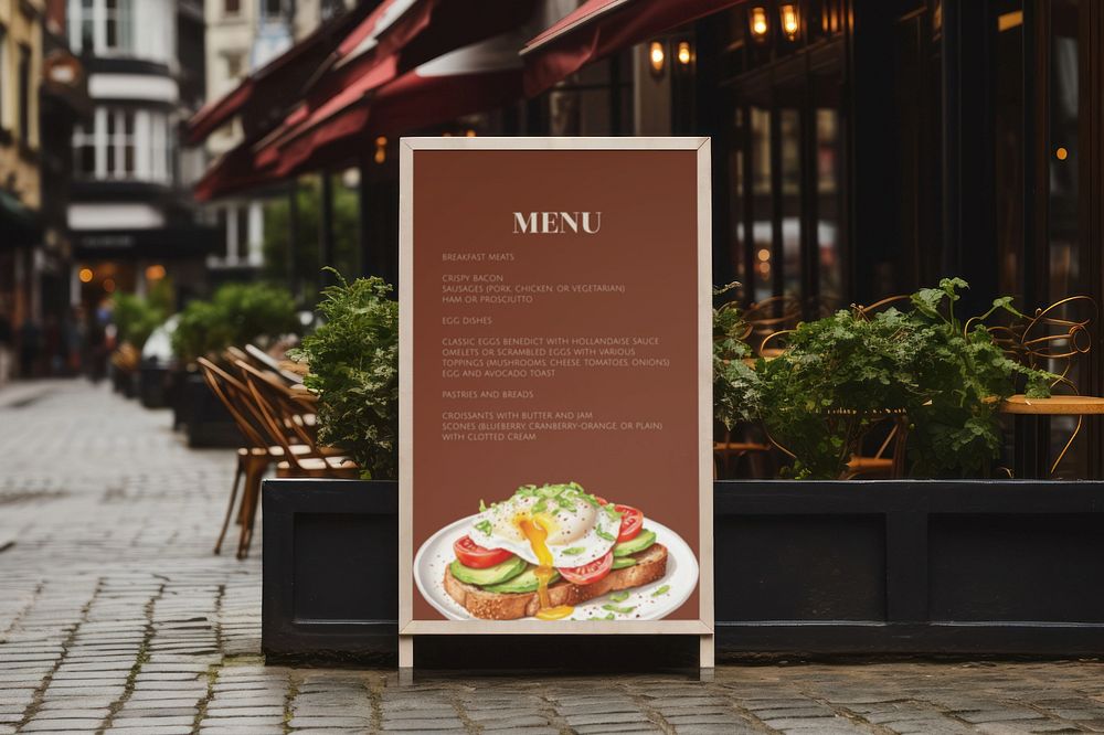 A-frame sign  editable mockup, cafe & restaurant 