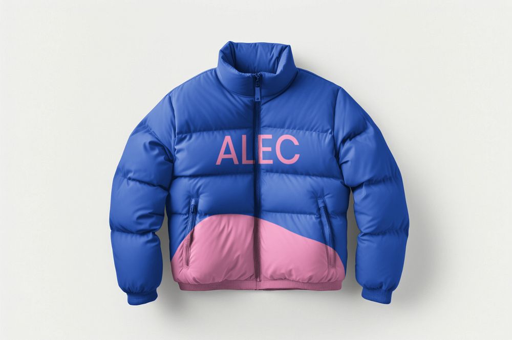 Puffer jacket  editable mockup, winter apparel 