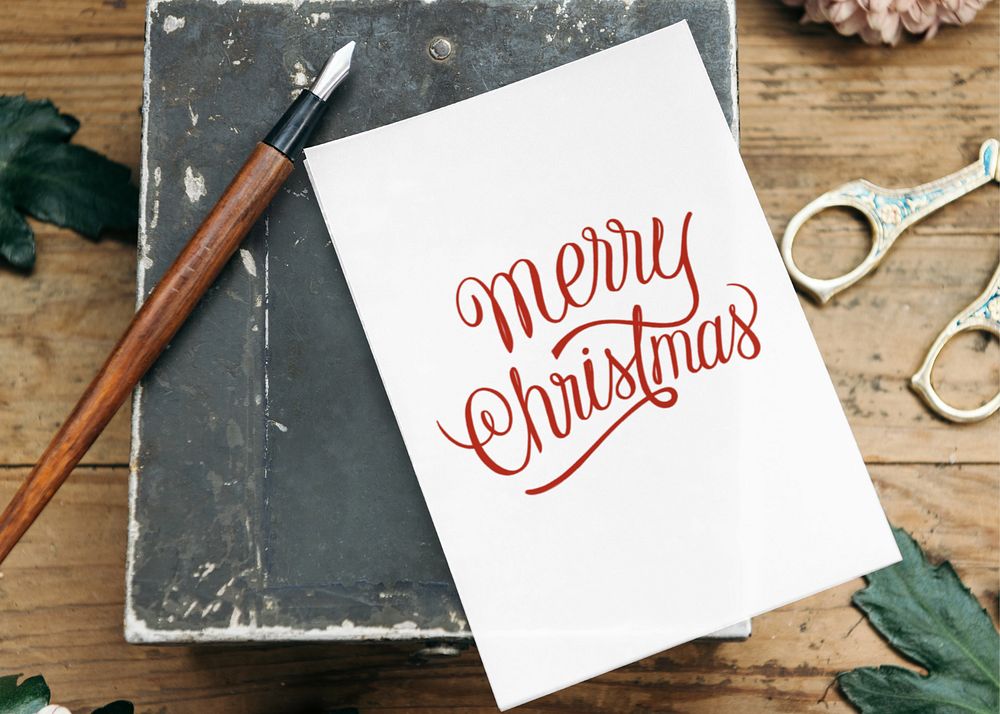 Editable card mockup, Christmas greeting design