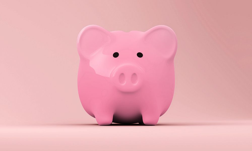 Editable piggy bank mockup, pink design