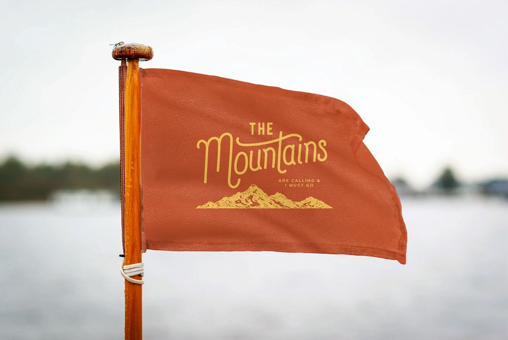 Waving flag mockup, editable design