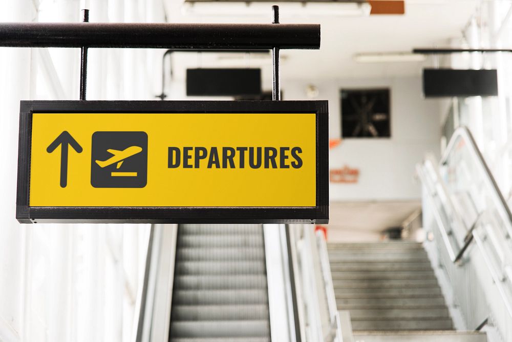 Airport sign mockup, editable direction design