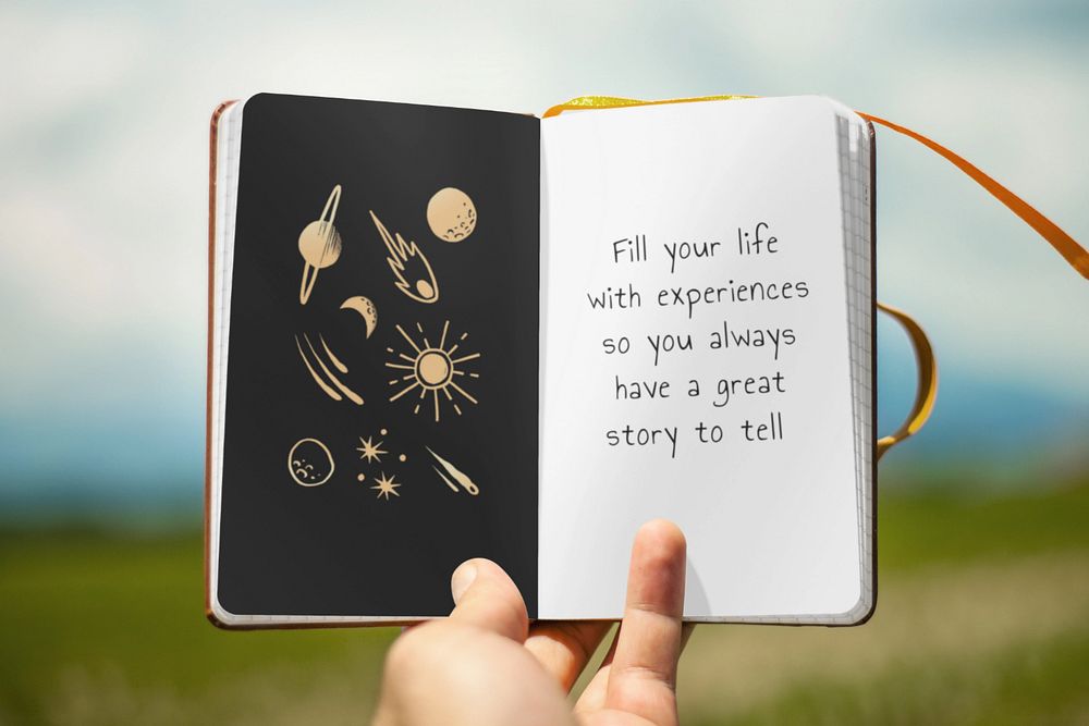 Editable book mockup, motivational quote design