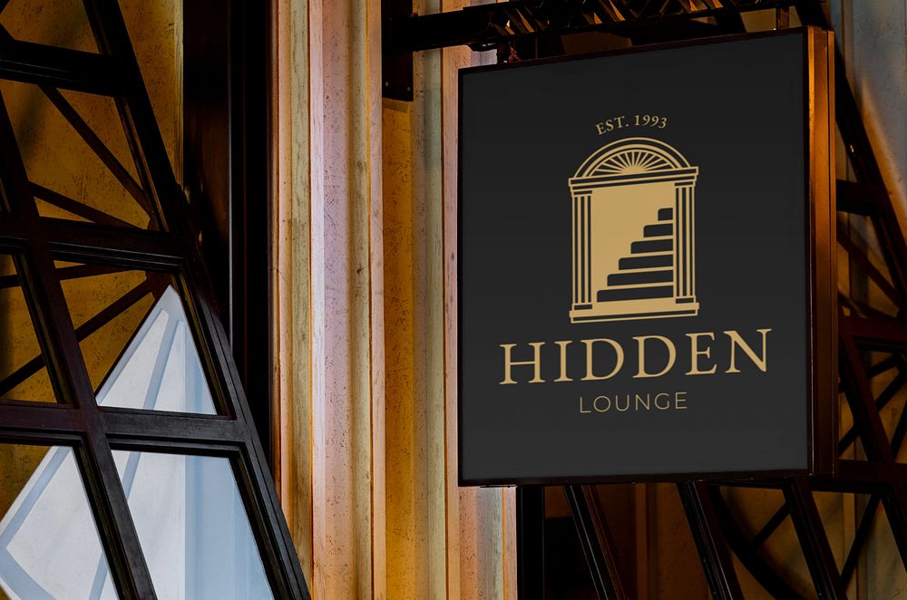 Editable hotel sign mockup