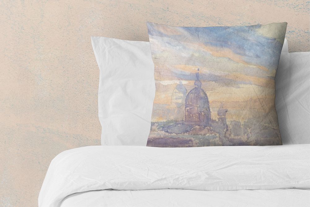 Editable cushion cover mockup, bedding design