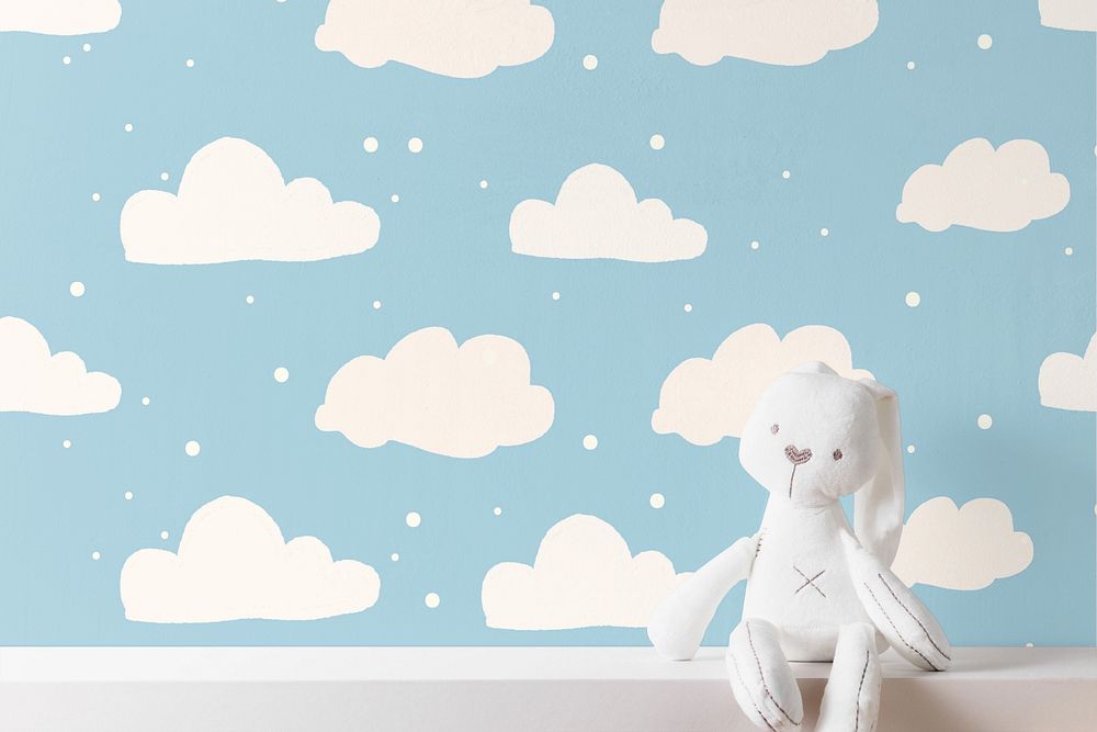 Nursery wall mockup, editable kid's bedroom interior design