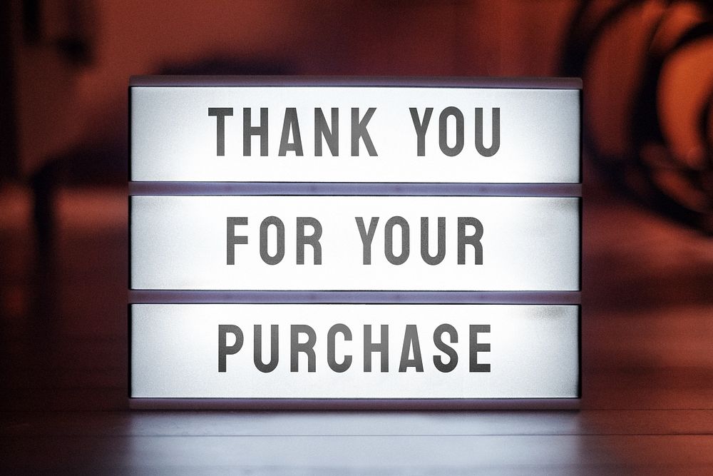 Cinema lightbox sign mockup, editable shop thank you design