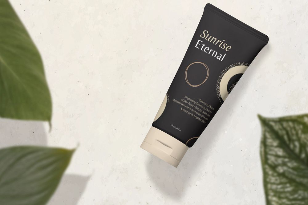 Cosmetic tube mockup, editable skincare product packaging design