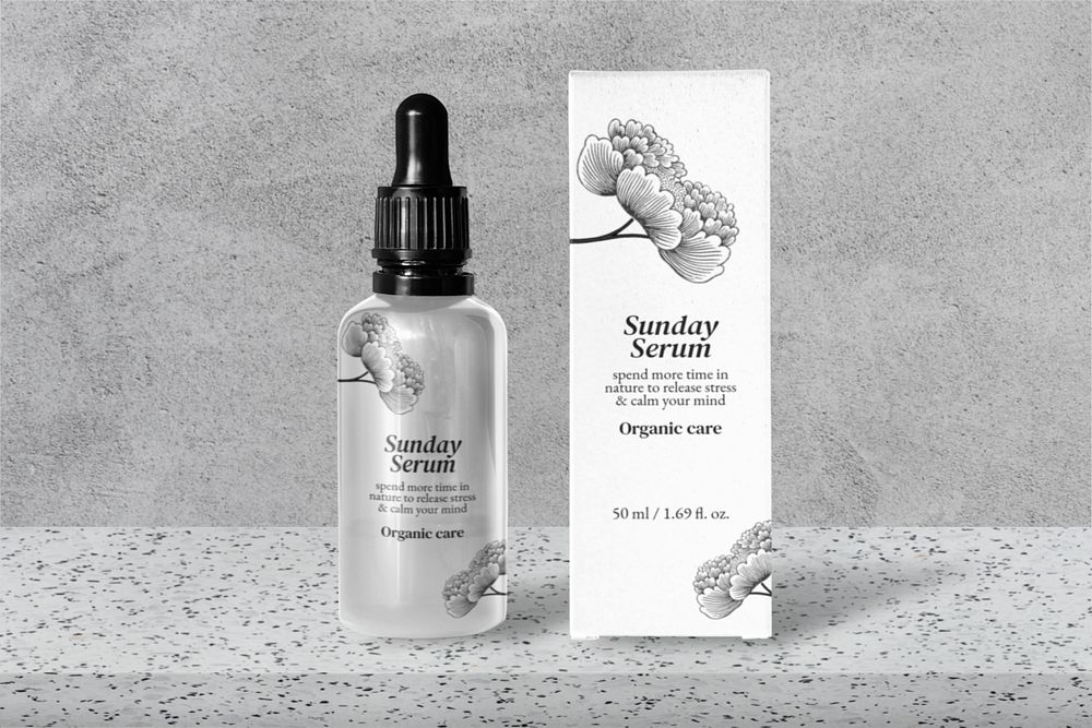 Dropper bottle mockup, editable cosmetic product packaging design