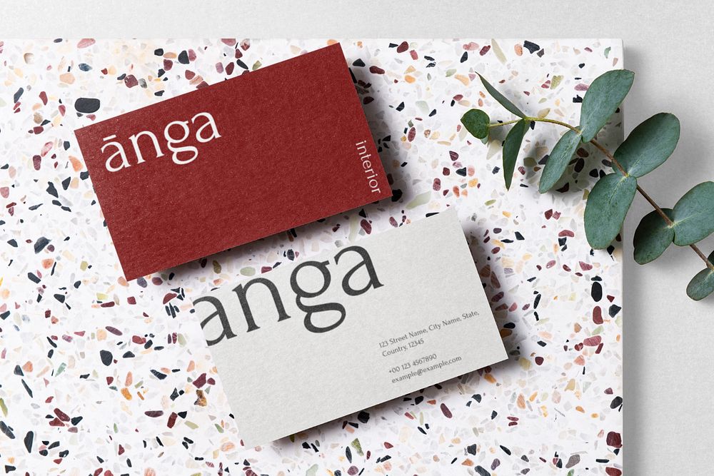 Business card mockup, editable brand identity