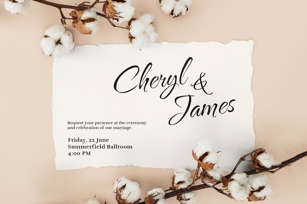 Editable wedding invitation card mockup, aesthetic design