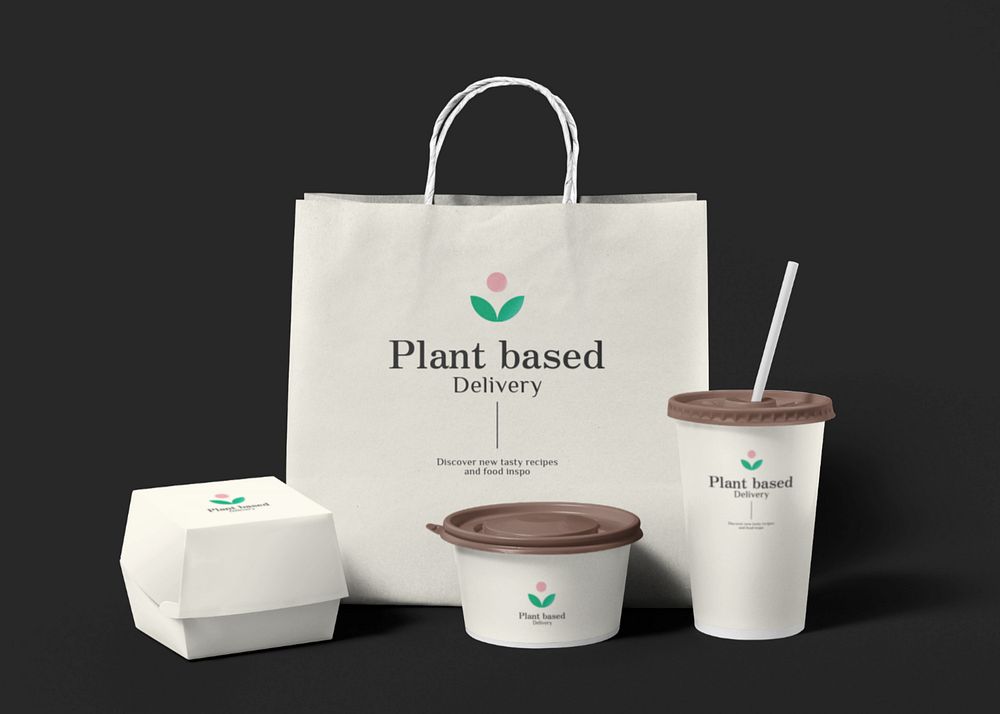 Food takeaway product packaging mockup, editable business branding design