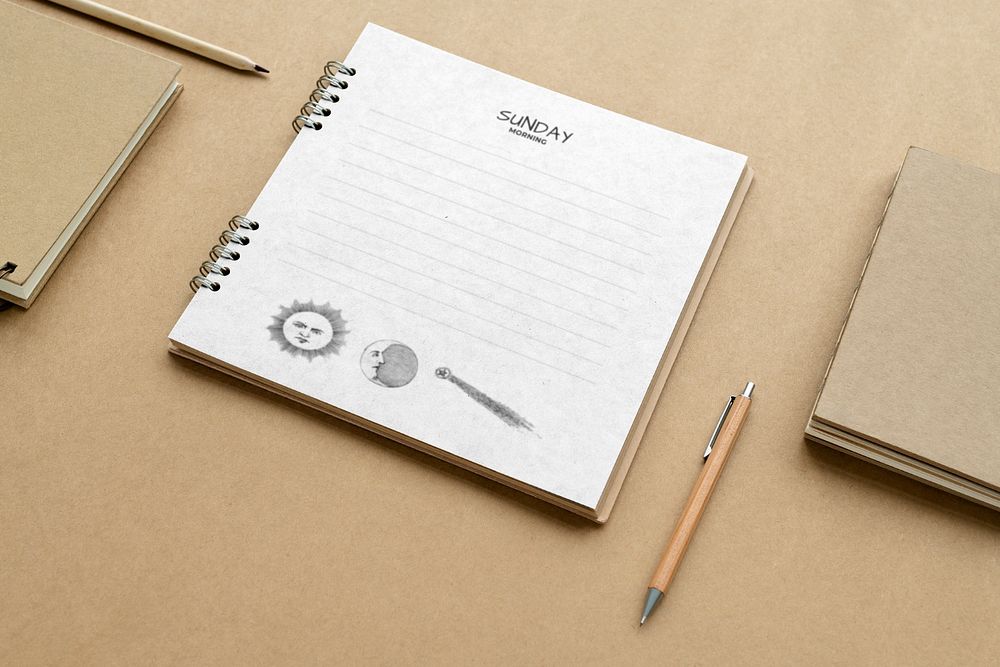 Notebook mockup, editable stationery design