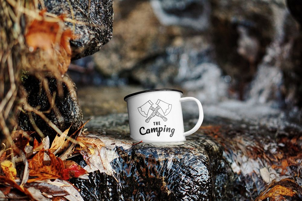 Enamel camping mug  editable mockup