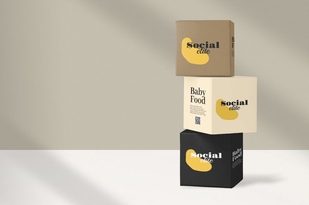 Box mockups, editable product packaging design