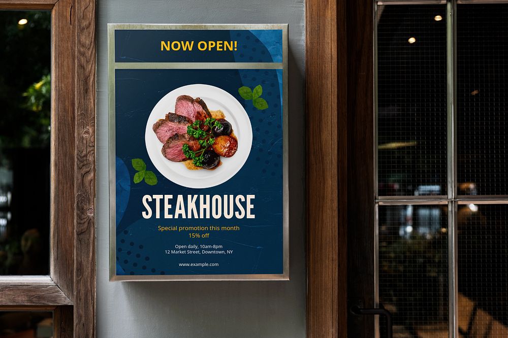 Editable restaurant sign mockup